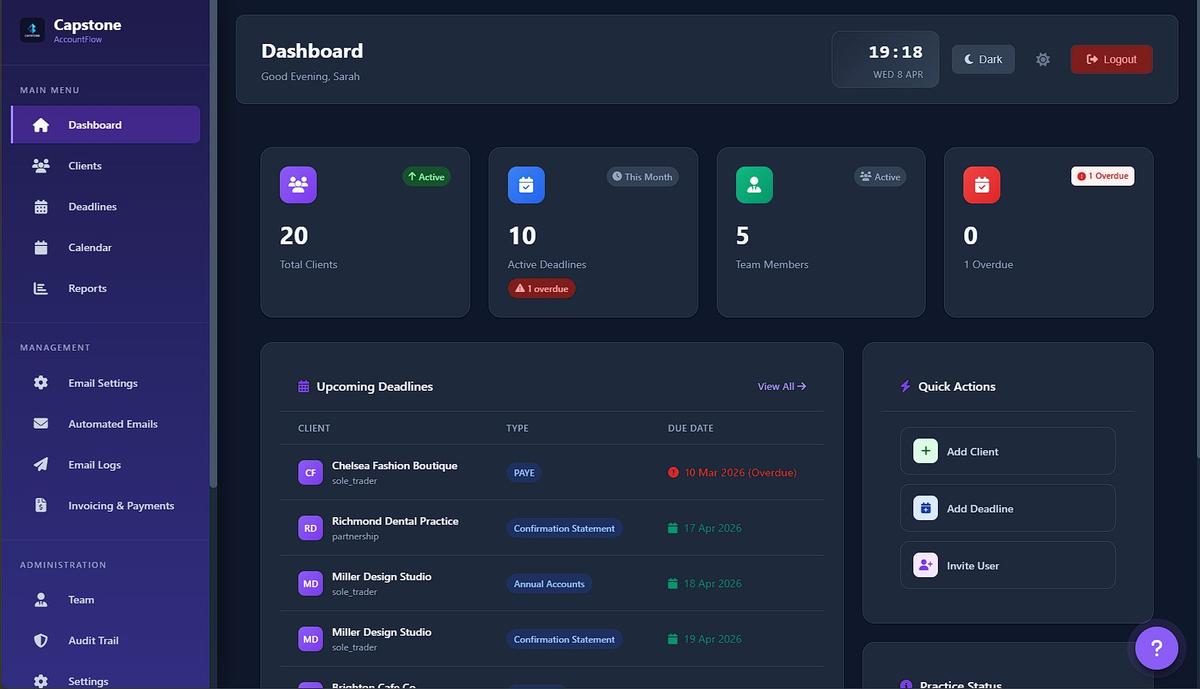 AccountFlow dashboard